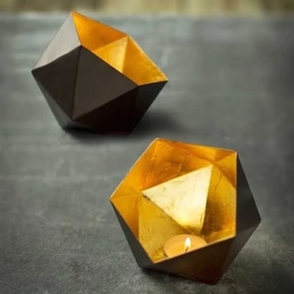 Vagabond Vintage Metallic Geometric Votive - Gold Leafing